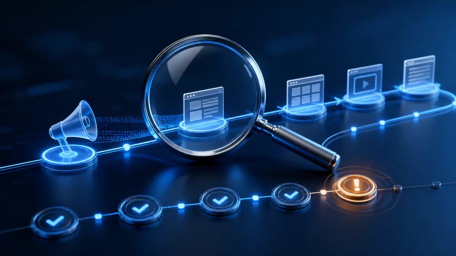 An analytical lens tracing a Google Ads click from campaign context through a measured website journey.